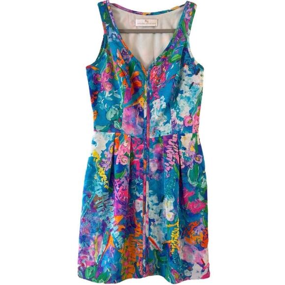 Amanda Uprichard Silk Multicolor
Marbled Watercolor Zip-Up Mini Dress Small USA - Picture 1 of 9